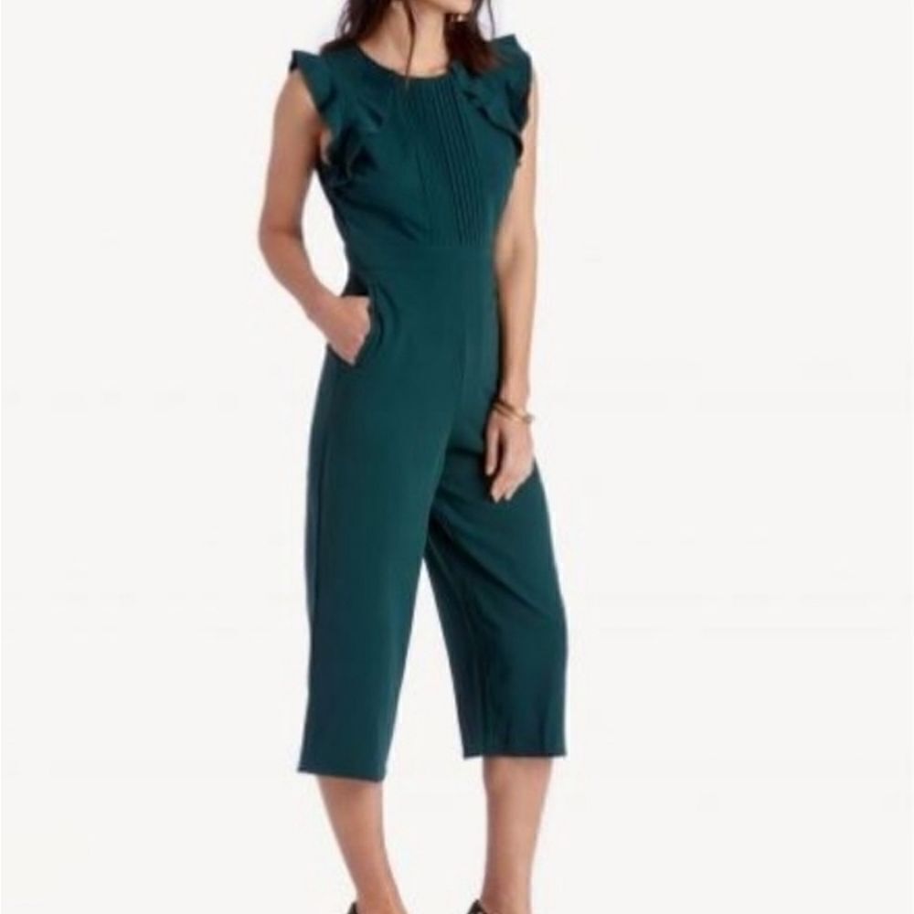 dRA By Anthropologie Kaia Wide Leg Crop Dark Green Jumpsuit Size S